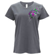 2026 Ladies Sturgis Motorcycle Rally Cross de Lis Gray Short Sleeve V-Neck T-Shirt - SPL1940