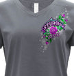2026 Ladies Sturgis Motorcycle Rally Cross de Lis Gray Short Sleeve V-Neck T-Shirt - SPL1940