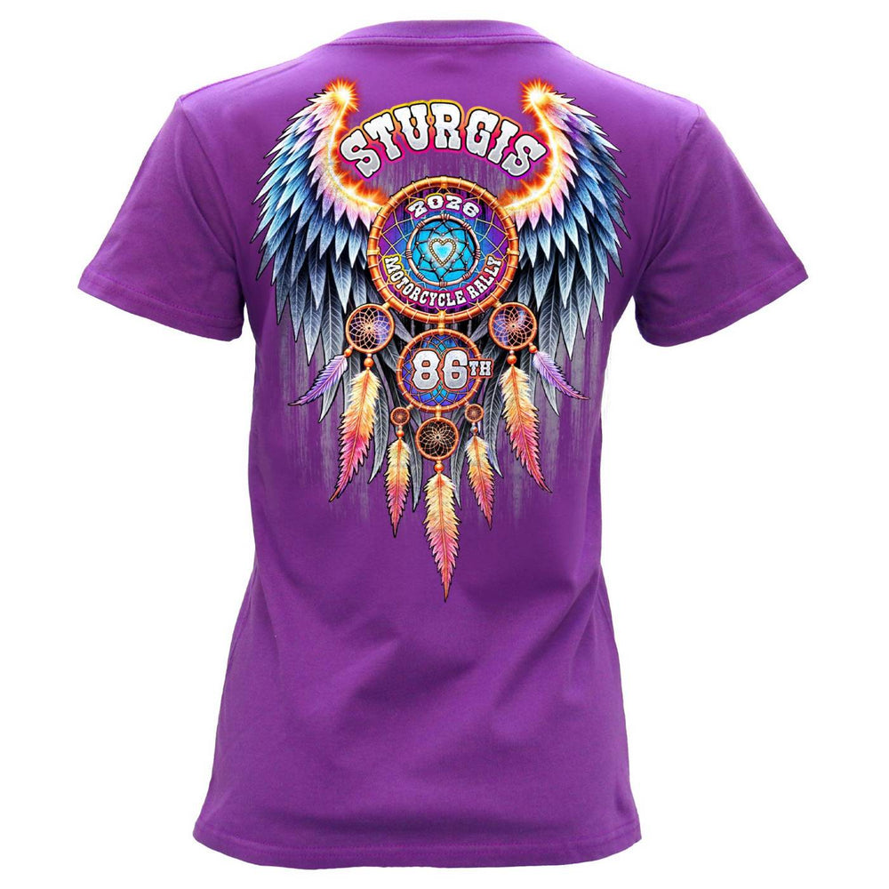 2026 Ladies Sturgis Motorcycle Rally Attractions PURPLE Short Sleeve V-Neck T-Shirt - SPL1942