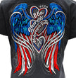 2026 Ladies Sturgis Motorcycle Rally Flag Heart Wings Black Short Sleeve V-Neck T-Shirt - SPL1943