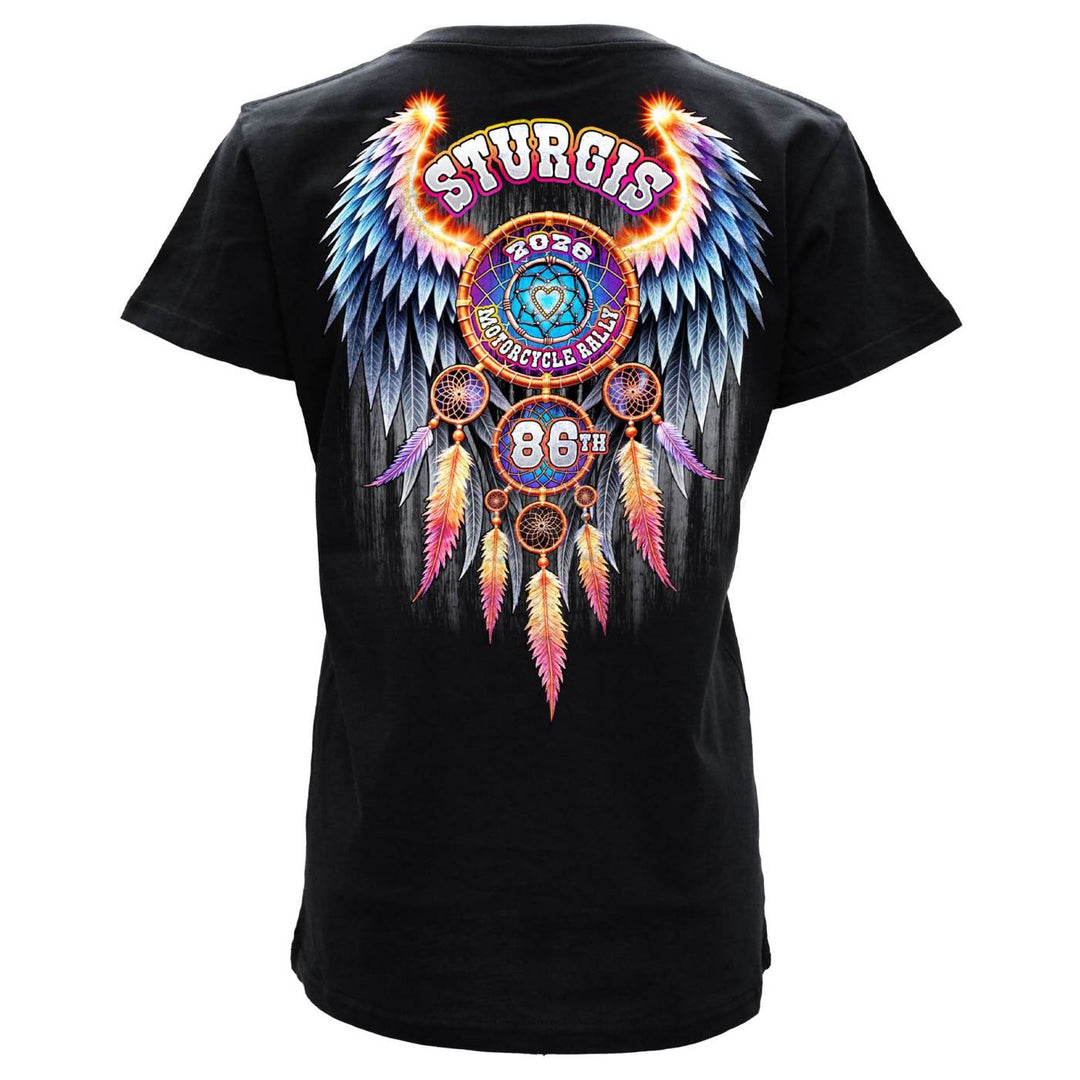 2026 Ladies Sturgis Motorcycle Rally Dream Catcher Pink Short Sleeve T-Shirt - SPL1952