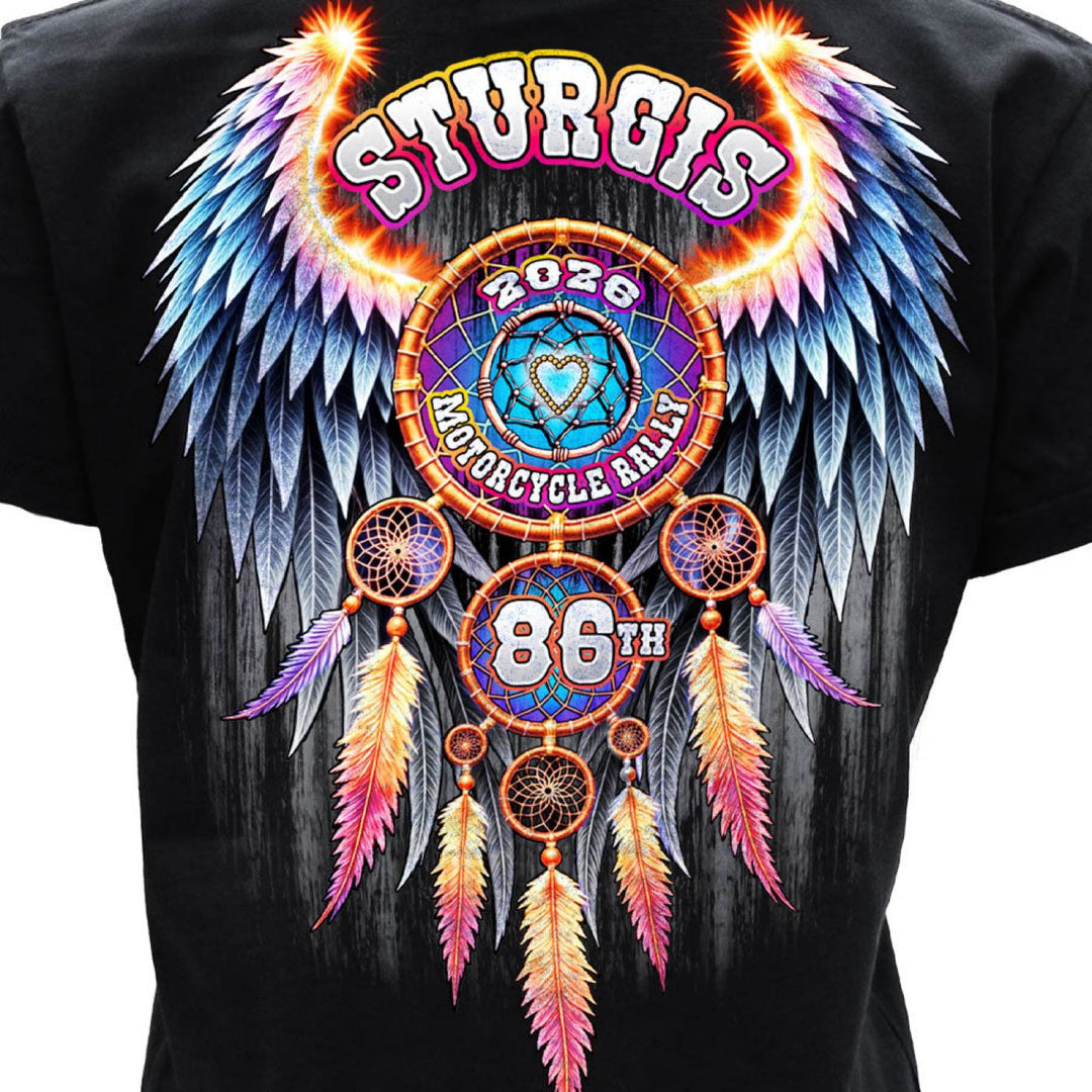 2026 Ladies Sturgis Motorcycle Rally Dream Catcher Pink Short Sleeve T-Shirt - SPL1952