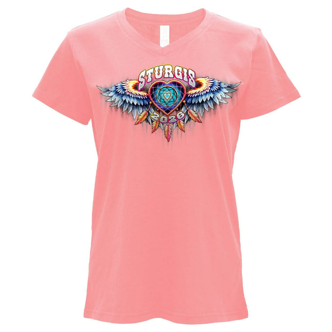 2026 Ladies Sturgis Motorcycle Rally Dream Catcher Pink Short Sleeve T-Shirt - SPL1952