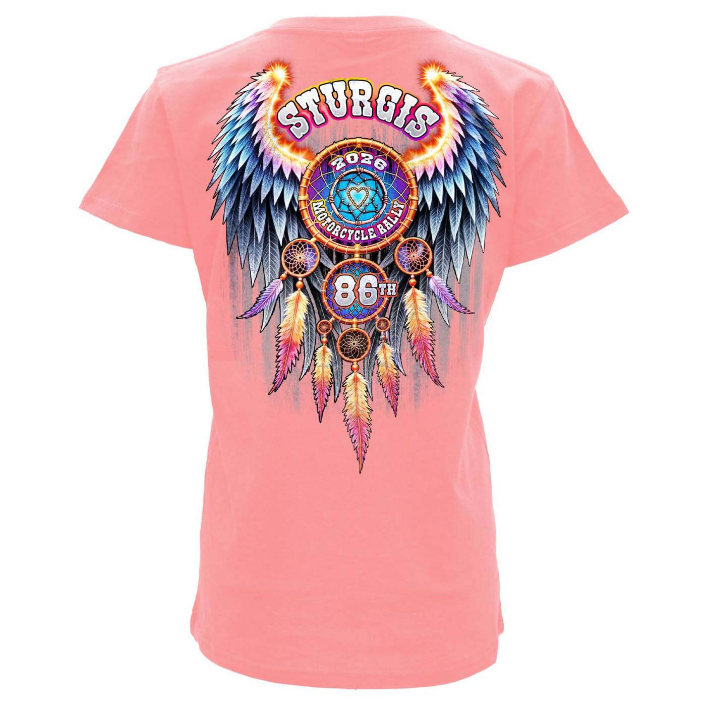 2026 Ladies Sturgis Motorcycle Rally Dream Catcher Pink Short Sleeve T-Shirt - SPL1952