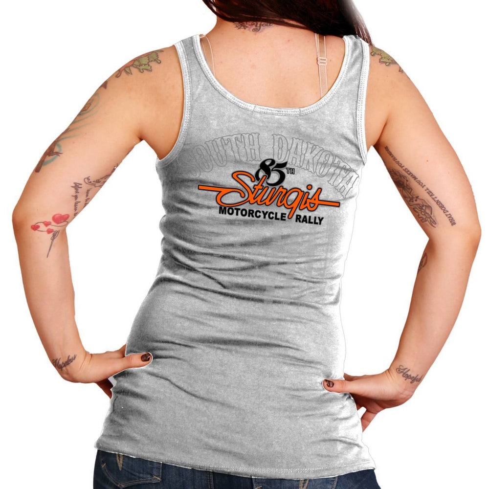 2025 Sturgis Women's Motorcycle Rally Skeleton Hands Black Ladies Tank Top