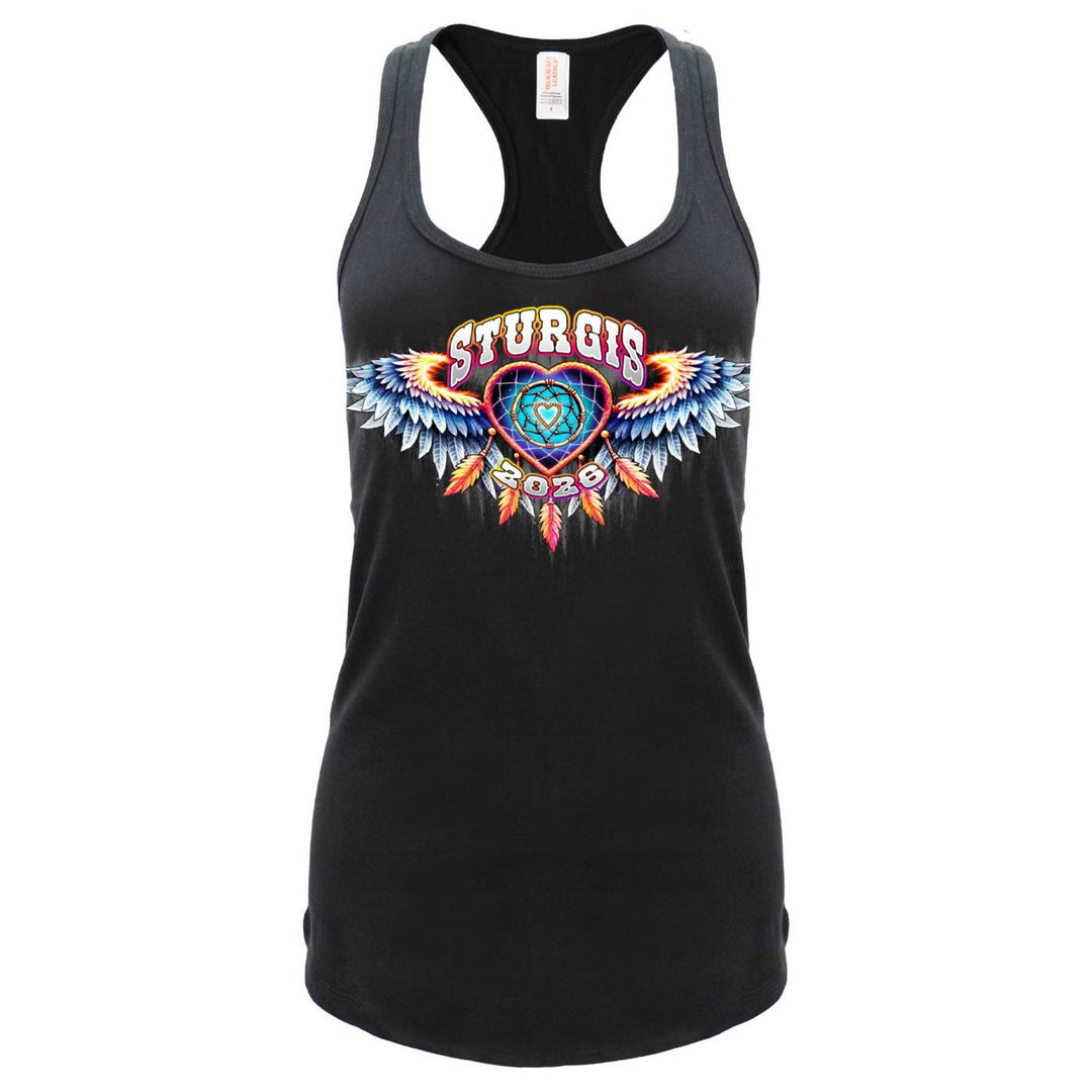 2026 Ladies Sturgis Motorcycle Rally Dream Catcher Black Racer Back Tank Top - SPL2901