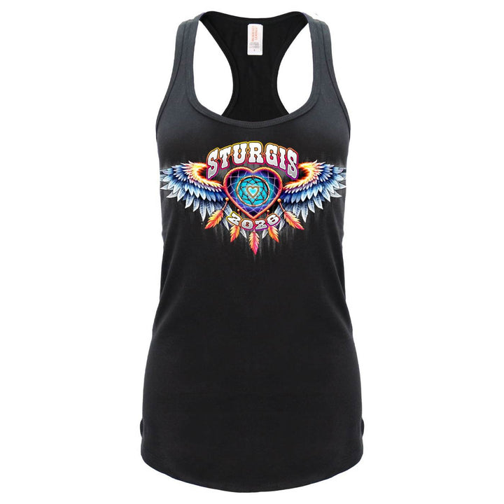 2026 Ladies Sturgis Motorcycle Rally Dream Catcher Black Racer Back Tank Top - SPL2901
