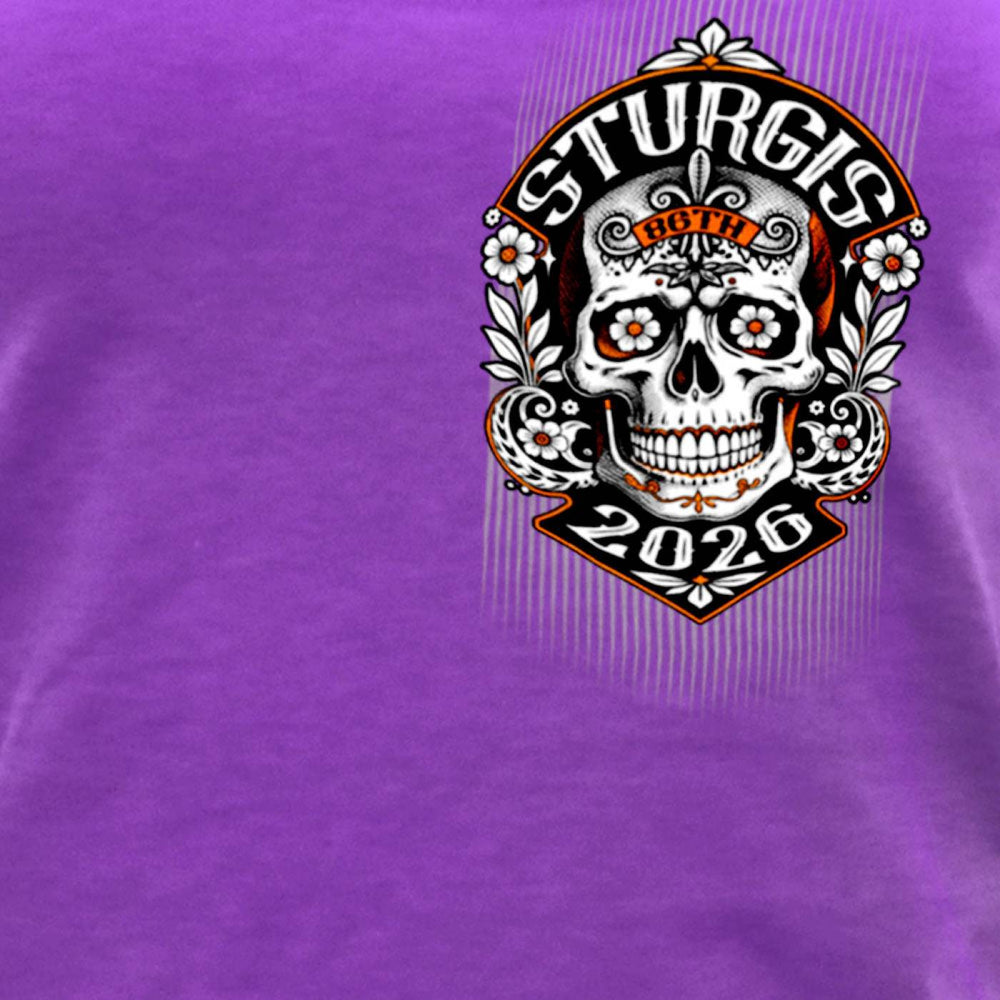 2026 Ladies Sturgis Motorcycle Rally Sugar Skull ORANGE Tank Top - SPL2905
