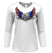 2026 Ladies Sturgis Motorcycle Rally Flag Heart Angel White Long Sleeve Shirt - SPL3900