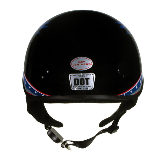 Hot Leathers HLT68 Eagle Wings Black Advanced DOT Approved Motorcycle Skull Cap Half Helmet