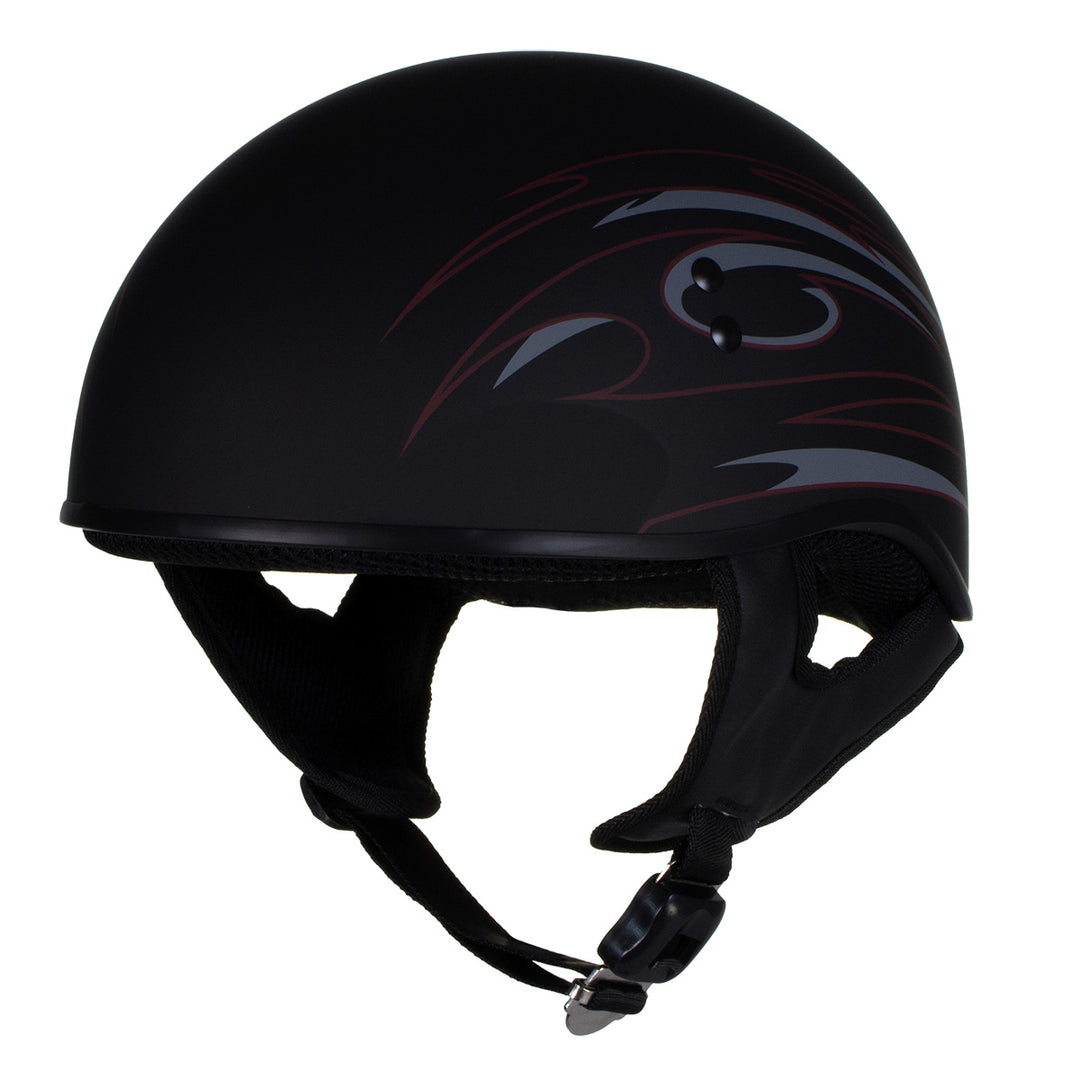 Hot Leathers Tribal Black Motorcycle Skull Cap Half Helmet DOT Approved HLT68
