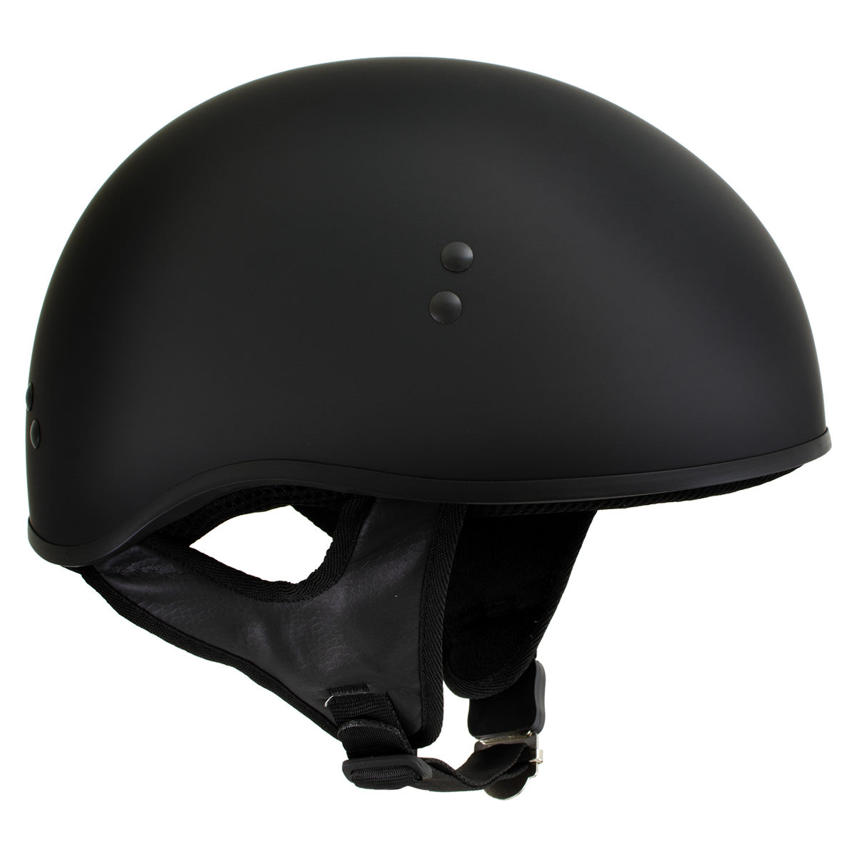 Hot Leathers Flat Matte Black Motorcycle Skull Cap Half Helmet DOT Approved HLD1001