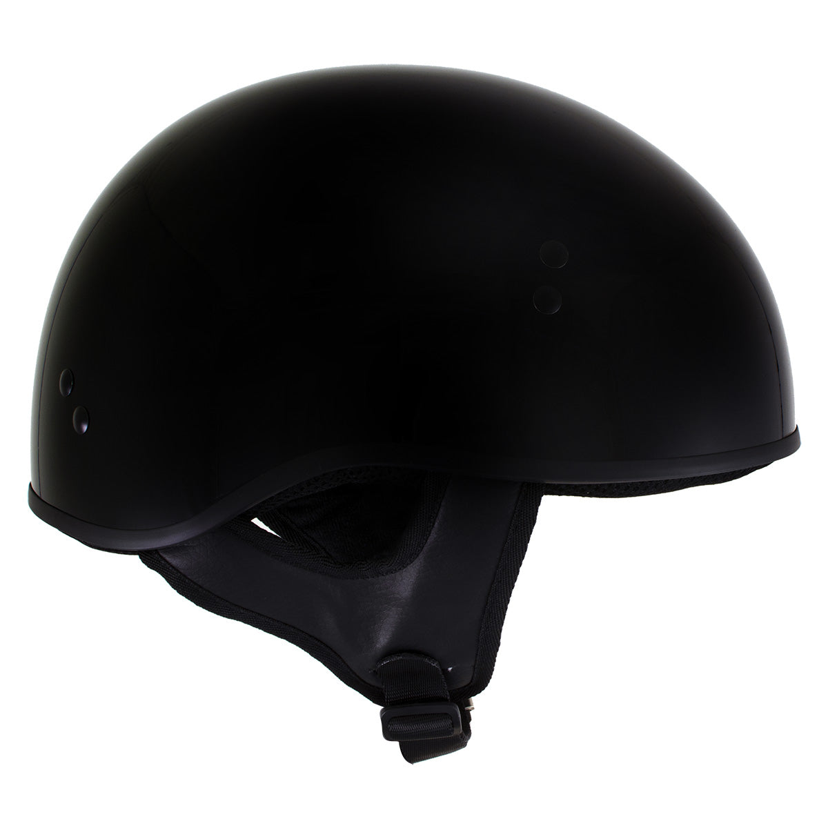 Hot Leathers HLD1002 Gloss Black Motorcycle DOT Approved Skull Cap Half Half Helmet Biker
