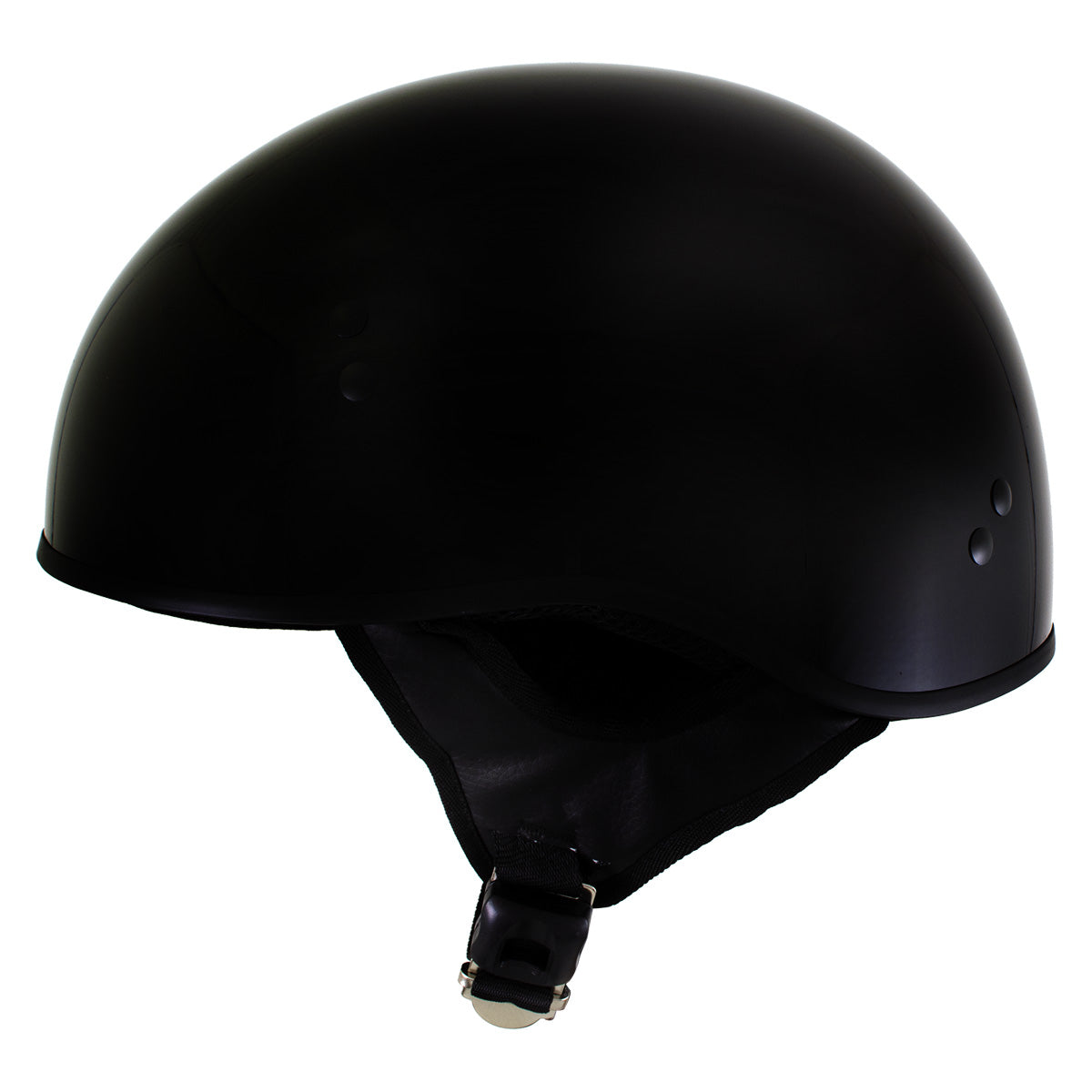 Hot Leathers HLD1002 Gloss Black Motorcycle DOT Approved Skull Cap Half Half Helmet Biker