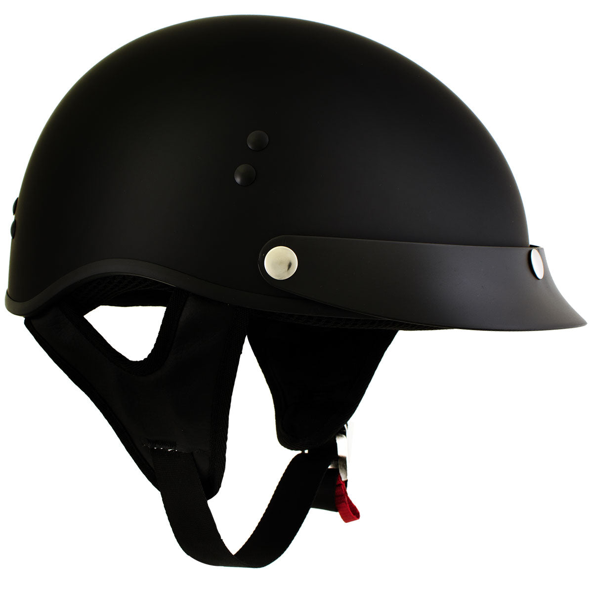 Hot Leathers HLT70 Stealth Flat Matte Black Motorcycle DOT Skull Cap Classic Half Helmet