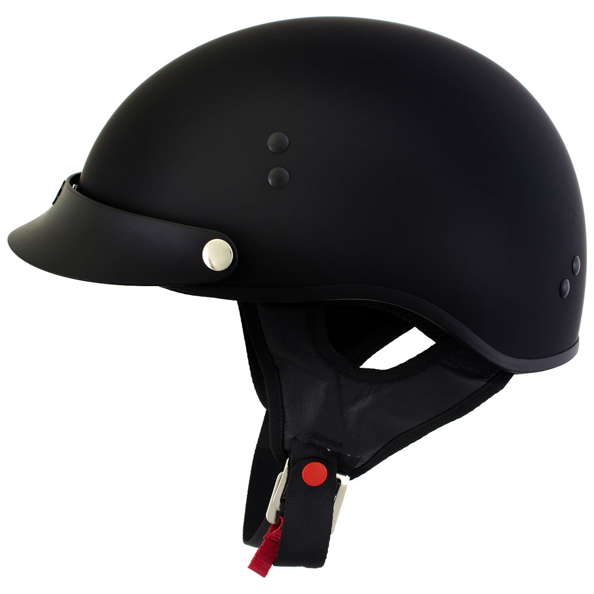 Hot Leathers HLT70 Stealth Flat Matte Black Motorcycle DOT Skull Cap Classic Half Helmet