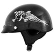 Milwaukee Helmets T70 Freedom Skulls Black Glossy Motorcycle DOT Approved Skull Cap Half Helmet Biker