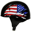 Hot Leathers HLT68 American Flag Black Glossy Motorcycle Skull Cap Half Helmet DOT Approved