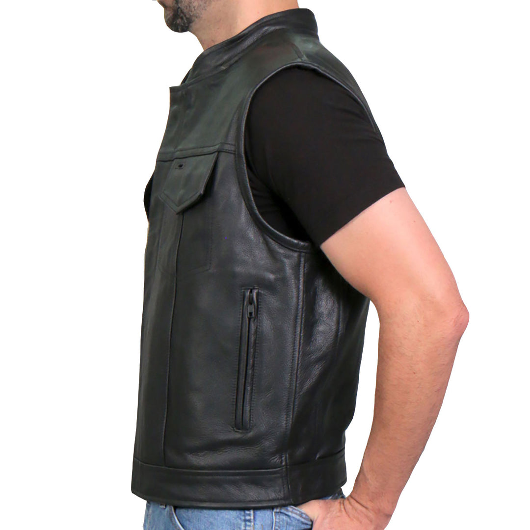 Hot Leathers VSM1050 Men’s Black Paisley Green Conceal and Carry Leather Vest