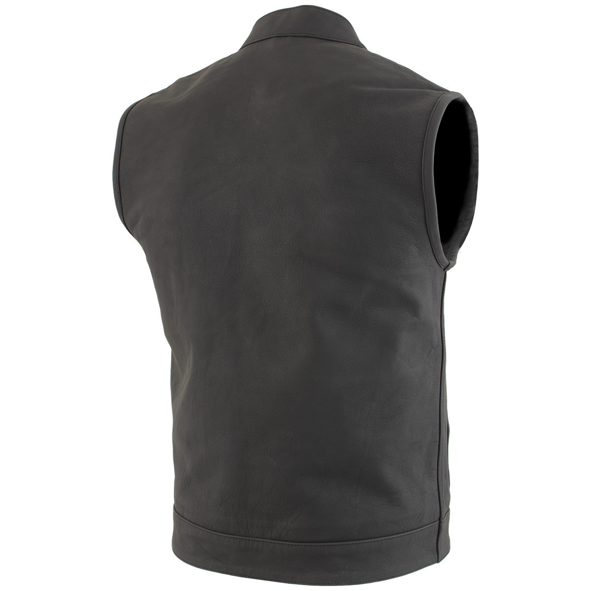 Milwaukee Leather Men's Barrage Flat Black Leather Motorcycle Club Style Vest - LKM3790