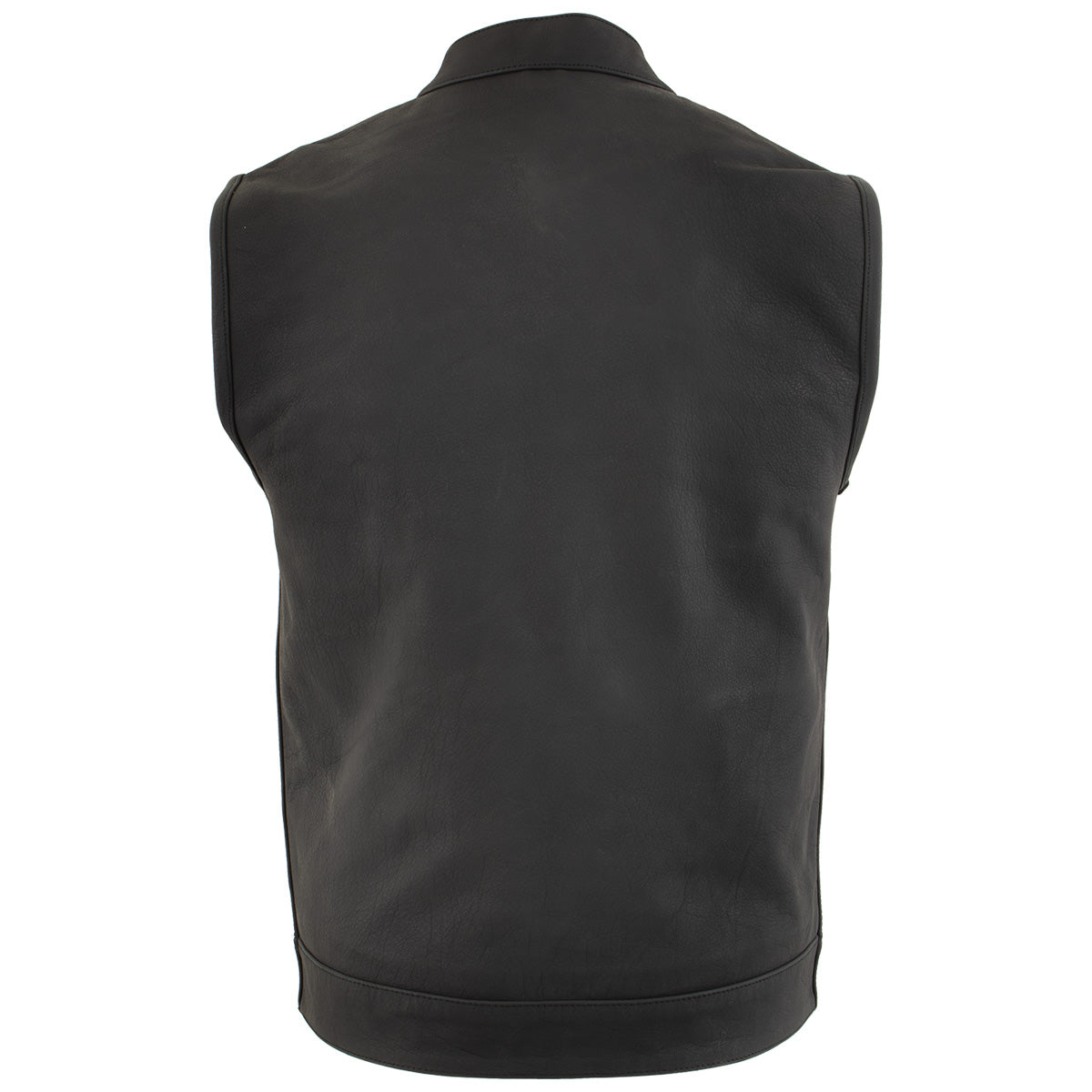 Milwaukee Leather Men's Barrage Flat Black Leather Motorcycle Club Style Vest - LKM3790