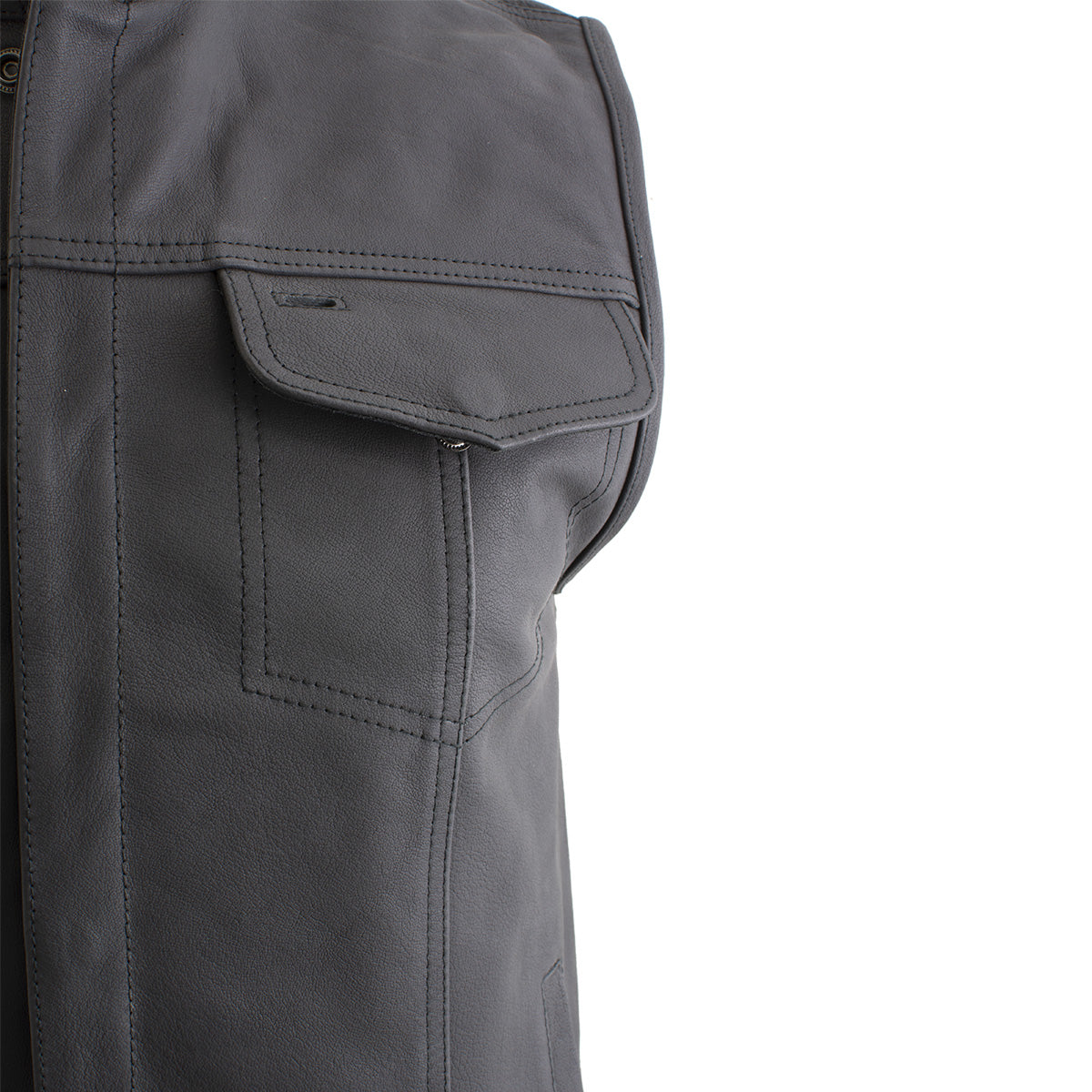 Milwaukee Leather Men's Barrage Flat Black Leather Motorcycle Club Style Vest - LKM3790