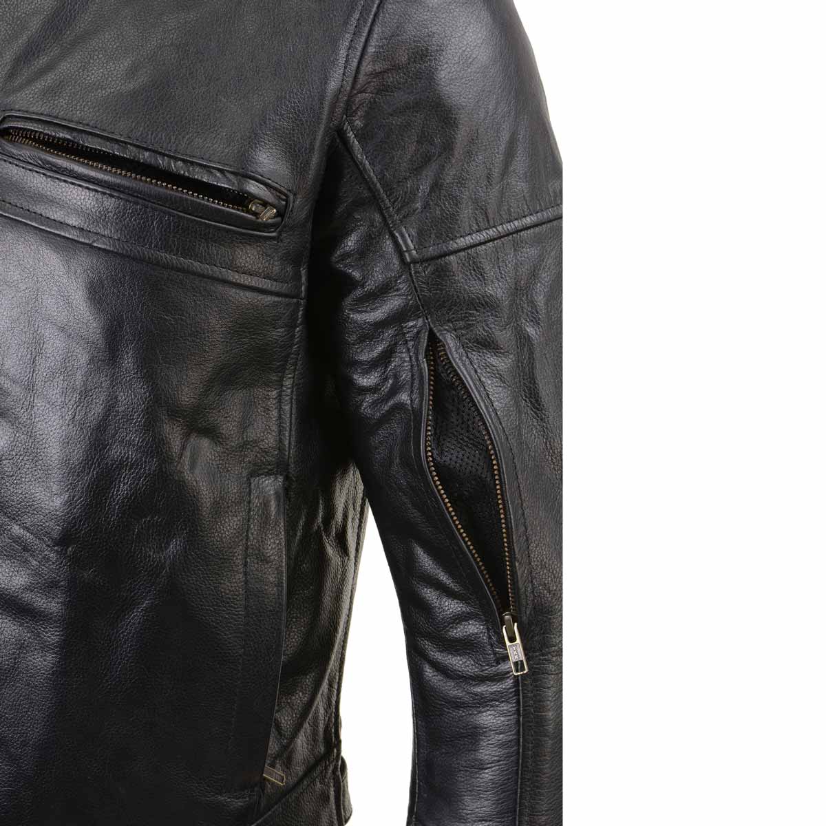 Milwaukee Leather Men's Black Leather CE Armored Biker Jacket, LKM17015