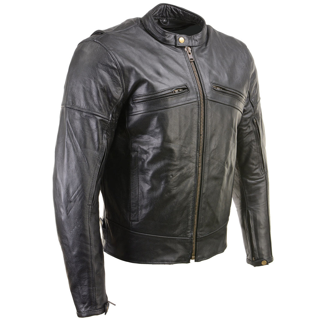 Milwaukee Leather Men's Black Leather CE Armored Biker Jacket, LKM17015