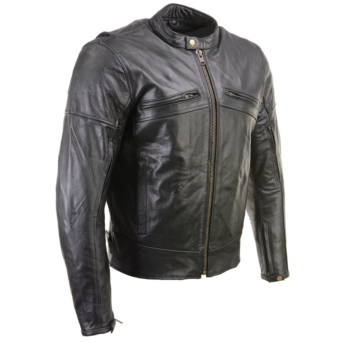 Milwaukee Leather Men's Black Leather CE Armored Biker Jacket, LKM17015