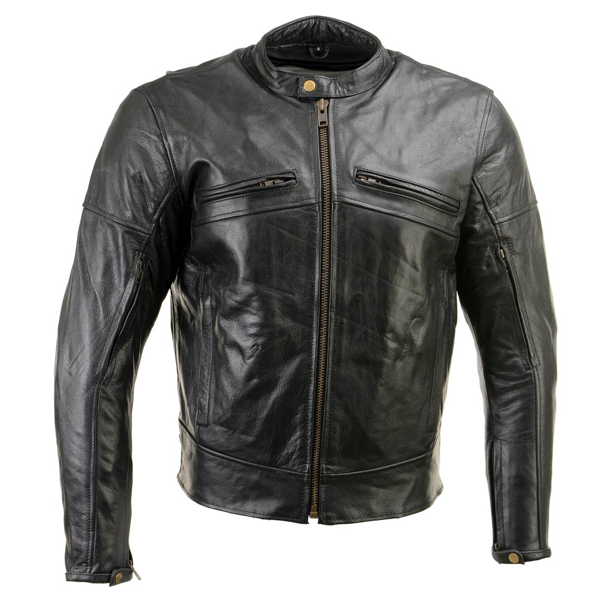 Milwaukee Leather Men's 'The Racer' Premium Black Leather Vented Racer Style Motorcycle Biker Jacket w/ CE Armor - LKM17015