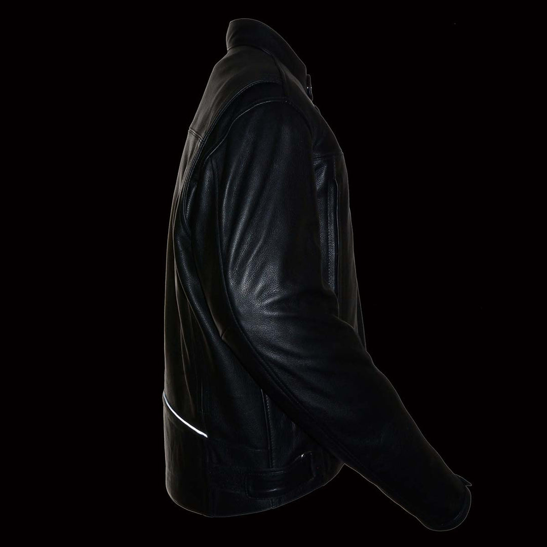 Z1R1540 Men’s ‘357’ Classic Collarless Black Leather Jacket